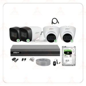 KIT CAMARA DAHUA 4CAMARAS 1080P + DVR 8CH AI + FUENTE + CABLES + HDD 1TB