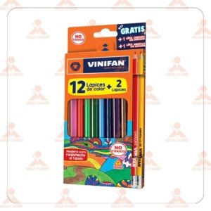 LAPIZ DE COLOR VINIFAN LARGOS TRIANGULAR X 12UND +2 LAPICES
