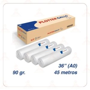 PAPEL PLOTTER BOND GALLO 90 G. 24" X 045 M. TUCO 2" X ROLLO